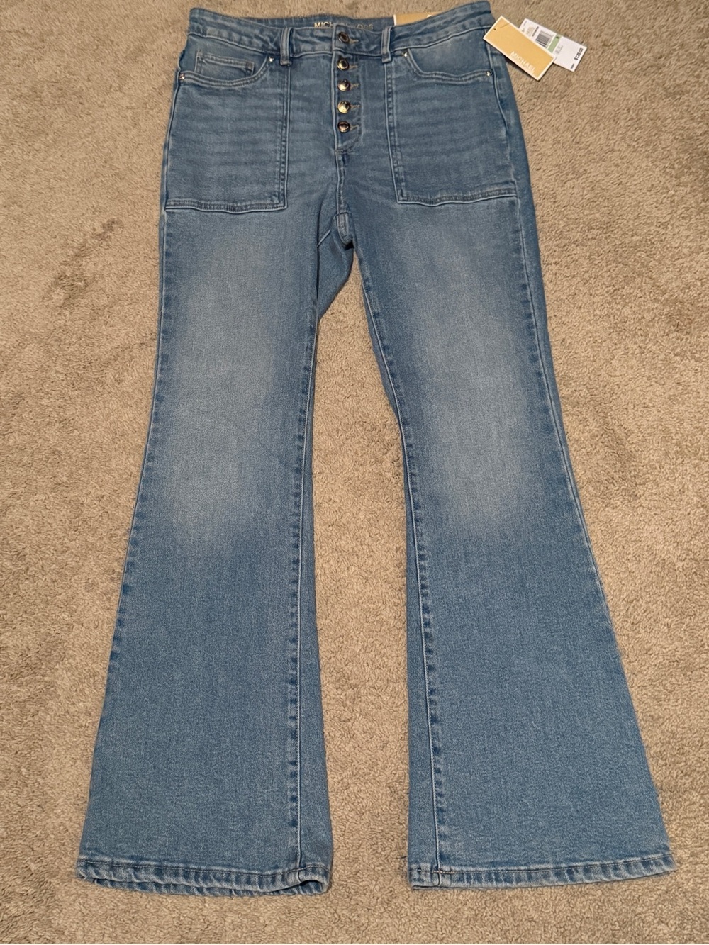 NWT Michael Kors Genna Flare Jeans Light Wash Button Fly Size 8